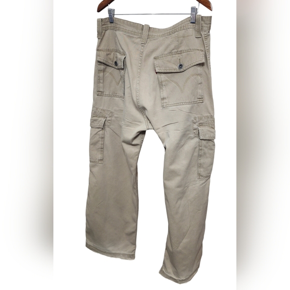 Levi Cargo Distressed khaki pants 36"×30" tan multi pocket Grunge Thrashed - Picture 2 of 10